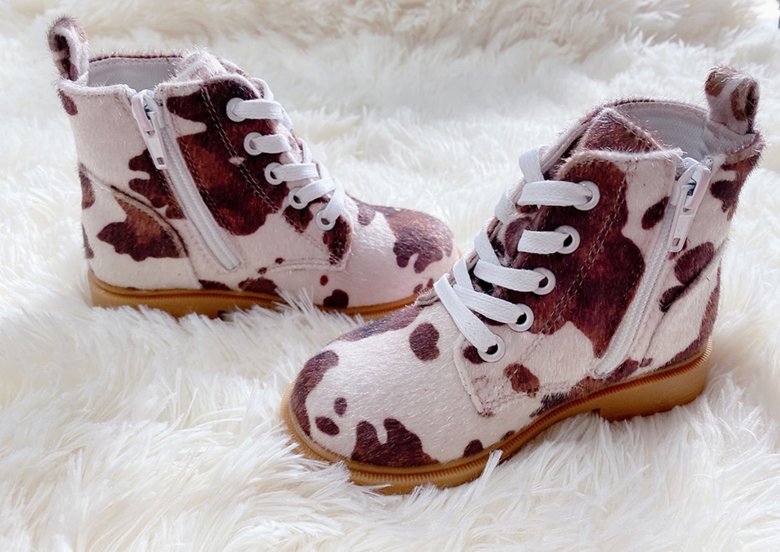 Cow Print Toddler Kids Boots Unisex Cowprint Booties Cowboy Etsy