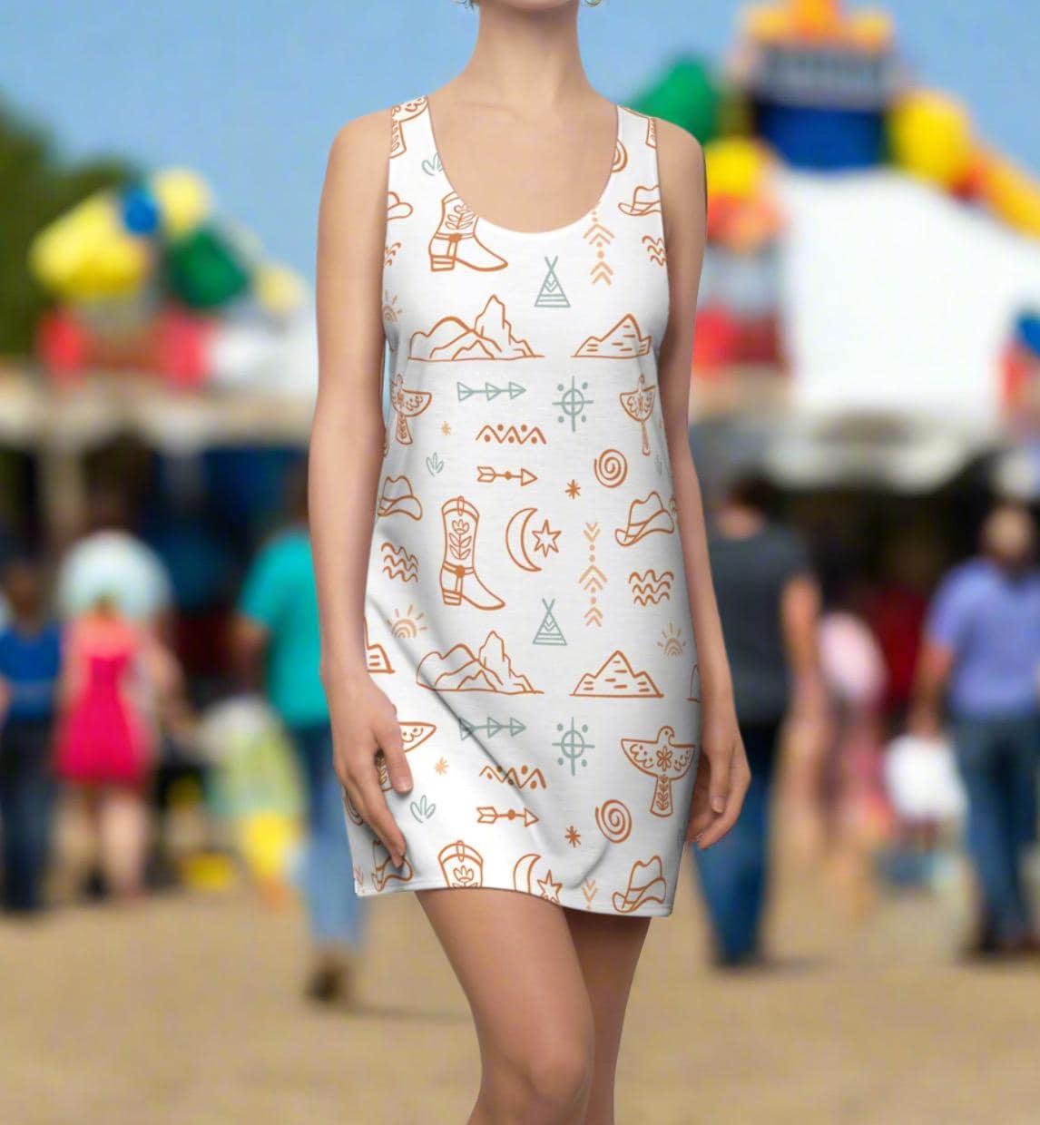 Cowgirl Racerback Dress: Western Print Tank Dress