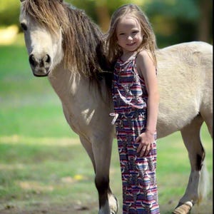 Girls&#39; Serape Bell Bottom Jumpsuit: Western Cowgirl Romper