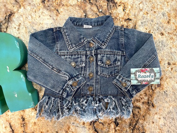 Girls FRINGED Jean Jacket DENIM Cowgirl 