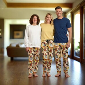 Family wearing Vintage Cowboy Pajama Pants in their living room