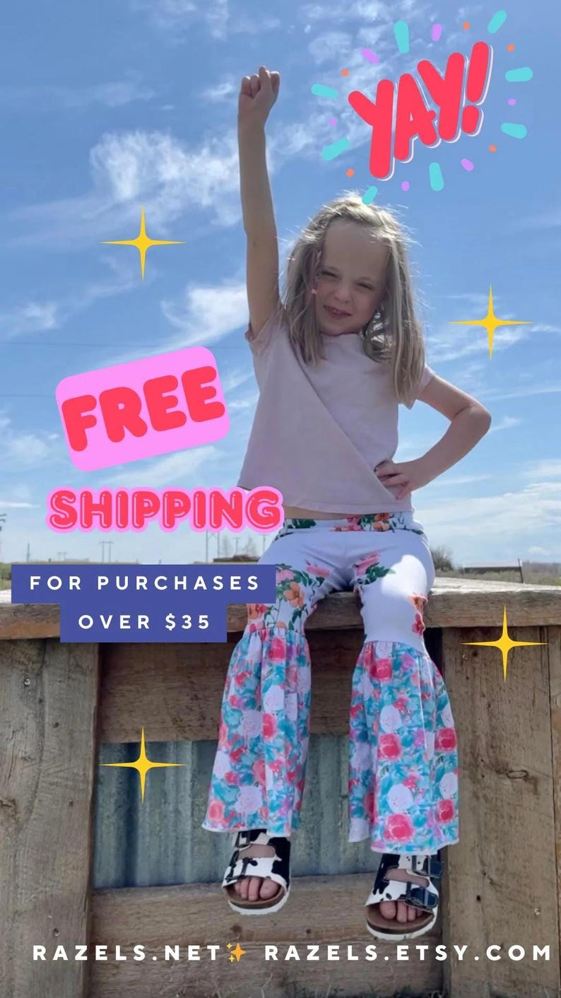 Stay Wild Girls Bell Bottom Outfit STAY WILD Shirt, Serape Bell Bottoms -Razels