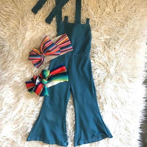 Toddler Girls Serape, Denim Jumpsuit - Serape Stripe Overalls, BOHO Suspender Pants, Western Toddler Outfit With adjustable shoulder straps, you'll get a perfect fit that grows with your child. Comfortable, versatile, and oh-so-fun!