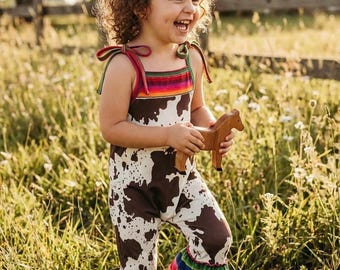 Cowprint Serape Jumpsuit: Western Cowgirl Cowhide Romper