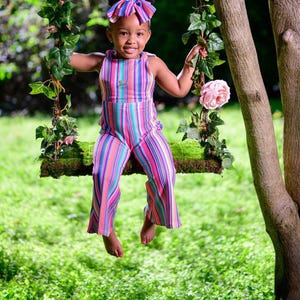 Toddler Girls Serape, Denim Jumpsuit - Serape Stripe Overalls, BOHO Suspender Pants, Western Toddler Outfit With adjustable shoulder straps, you'll get a perfect fit that grows with your child. Comfortable, versatile, and oh-so-fun!