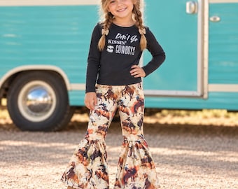 Girls Western Bell Bottom Set, Dont Go Kissing Cowboys Outfit
