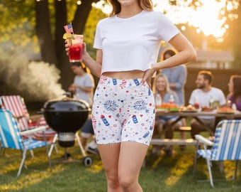 4th of July Biker Shorts | Patriotic Women’s Star Print Booty Shorts