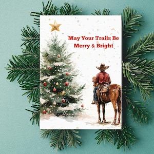 Western Weihnachtskarte, Happy Spuren Weihnachtskarte, Frohe & helle Weihnachtskarte, Cowboy Weihnachtskarte
