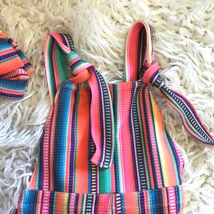 Girls Jumpsuit / Suspender Flared Trousers / Serape Stripe Toddler BOHO Suspender Overalls image 9