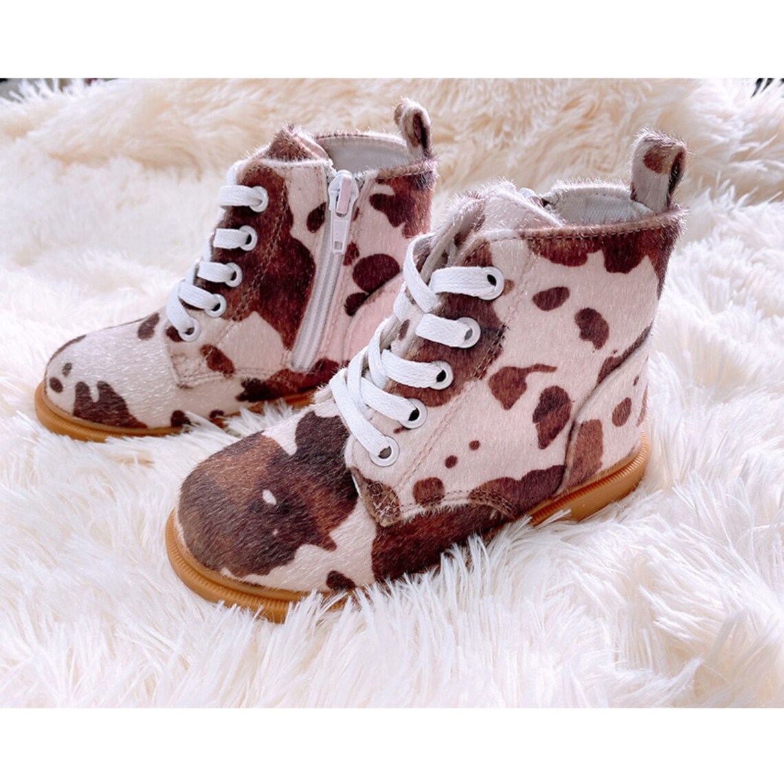 Cow Print Toddler Kids Boots Unisex Cowprint Booties Cowboy Etsy