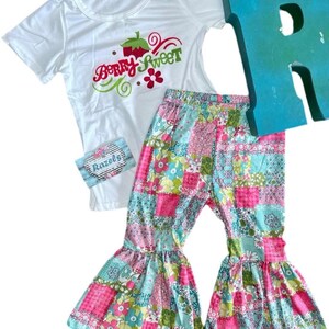 Strawberry Patchwork Bell Bottoms Outfit: Berry Sweet 2T/3T