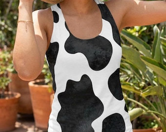 Cow Print Racerback Dress: Farmhouse Chic Summer Coverup