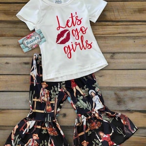 Girls&#39; Cowgirl Outfit: Shania Twain Bell Bottoms & T-Shirt