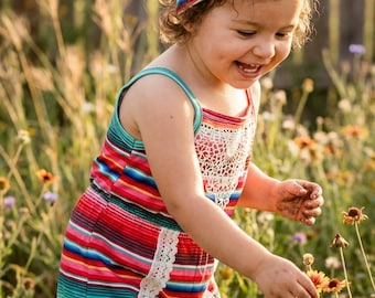 Fiesta Serape Cowgirl Romper | Three-esta Birthday Outfit | Girls Western Birthday Romper