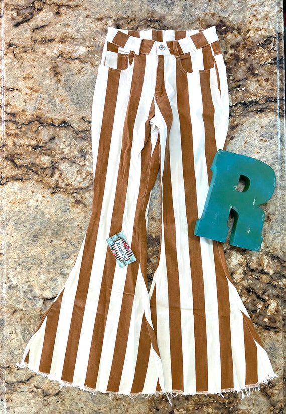 ADULT STRIPED Bell Bottom Jeans Boho 