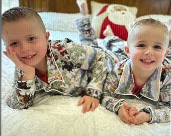 Pyjama de Noël cowboy et père Noël - pyjamas de famille western assortis | Ensemble de salon des Fêtes | Exclusivité Razels