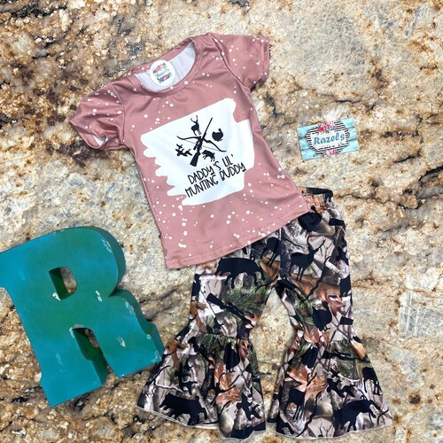 Daddys Little Hunting Buddy Girls Camo Hunting Bell Bottoms Etsy