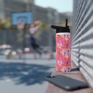Personalized Pink Sonic Stainless Steel Water Bottle: Back to School