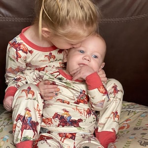 Kids Cowboy Pajamas: Vintage Rodeo Print Western PJs