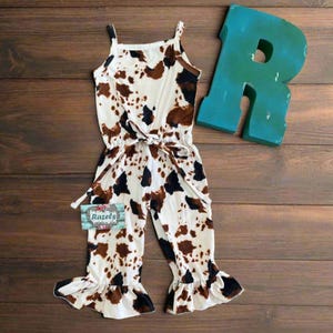 Cow Print Romper, Cowgirl Outfit, Western Jumpsuit, Cowgirl Birthday Outfit, Toddler & Kids Western Romper