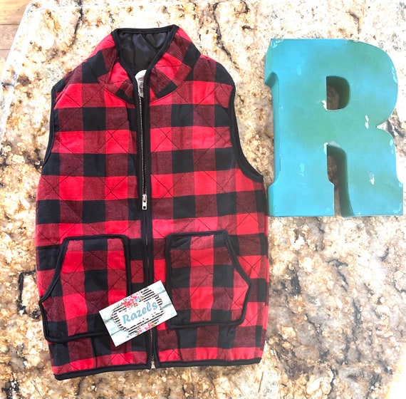 Kids buffalo plaid vest store