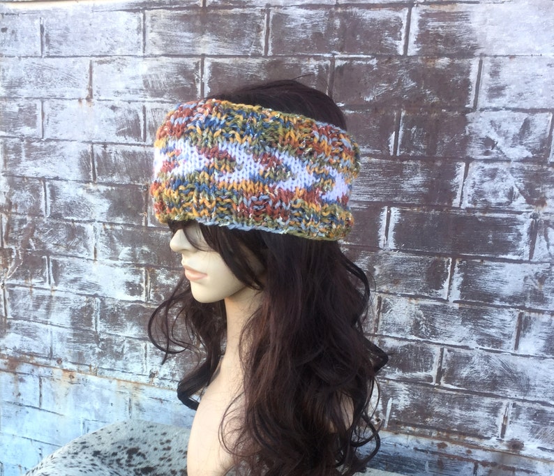 Hand Knitted WIDE WINTER HEADBAND with Arrows Hand Knit Winter Headband Ear Warmer with Options,