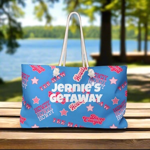 Personalized Cowgirl Weekender Bag, Hot Pink Travel Tote | Custom Sleepover Bag for Girls