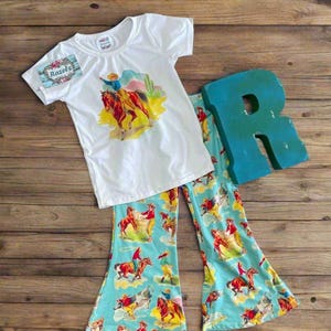 Retro Cowgirl Outfit Girls Bell Bottom Outfit Vintage Western Prints Pants Vintage Cowgirl Outfit for Girls Etsy UK