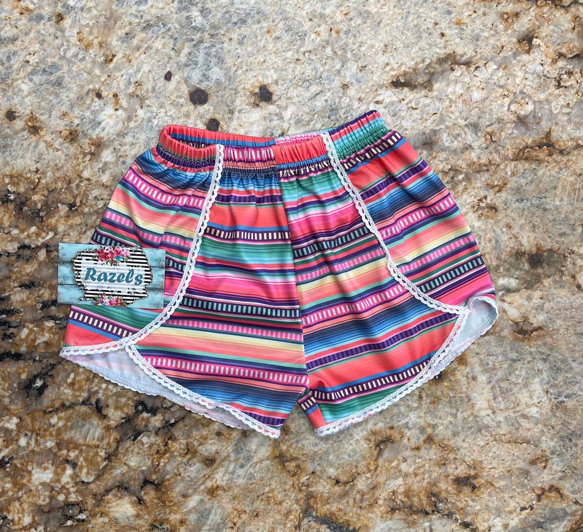 Pink Serape Shorts Lightweight Stripe Summer Shorts Cowgirl - Etsy