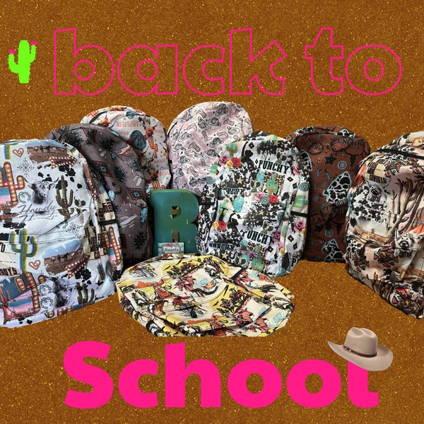 Western Backpack | Cowgirl Cowboy Bookbag | Matching Insulated Lunch bag