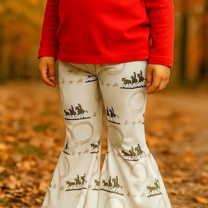 Girls&#39; Team Roping Bell Bottoms: Western Rodeo Flare Pants