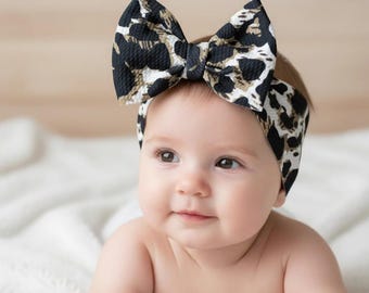 Big Bow Baby Headband: Stretchy Hand-tied Headband