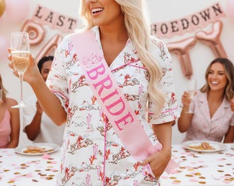 Pink Cowgirl Pyjama Set | Western Kaktus Print Lounge Short Set