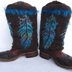 FESTIVAL BOOTS, Feather Boot Covers,  Boho Boot Covers, Knit Boot Covers,