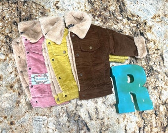 Kids Corduroy Sherpa Jacket  /  Retro Western  Coat / COWBOY COWGIRL Coat