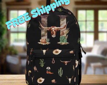 Personalized Western Cowboy Backpack | Monogrammed Back to School Bag | Custom Initial Backpack