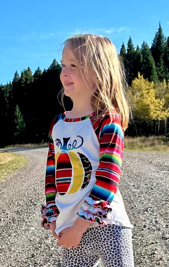 Girls Serape Ruffled Sleeve Top Girls Serape Ruffled Sleeve Top