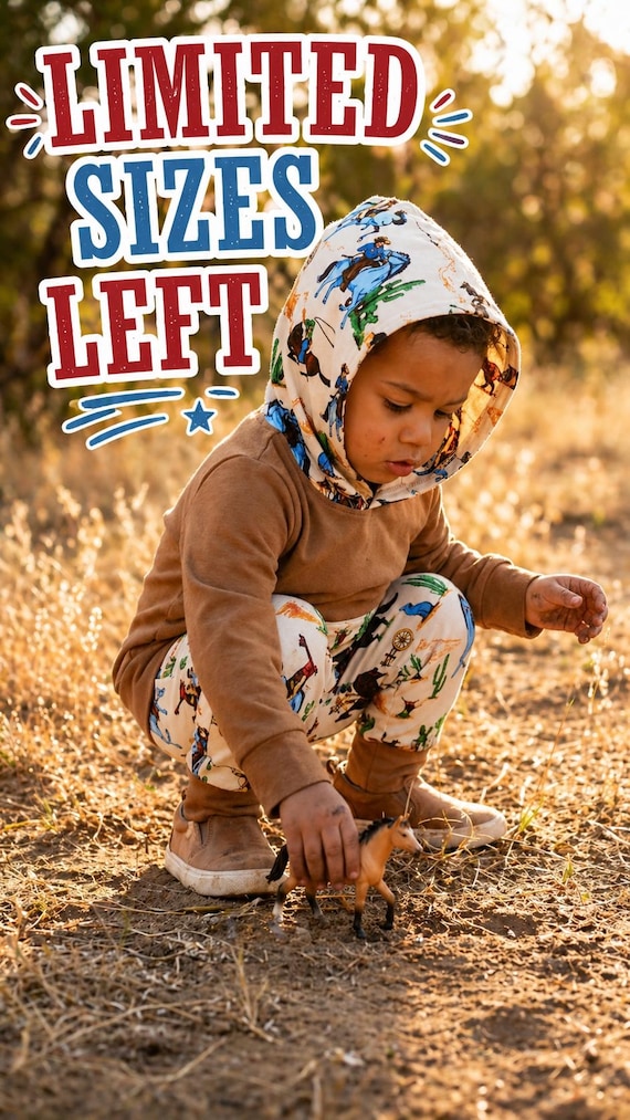 Boys Western Outfit: Cowboy Hoodie & Jogger Set