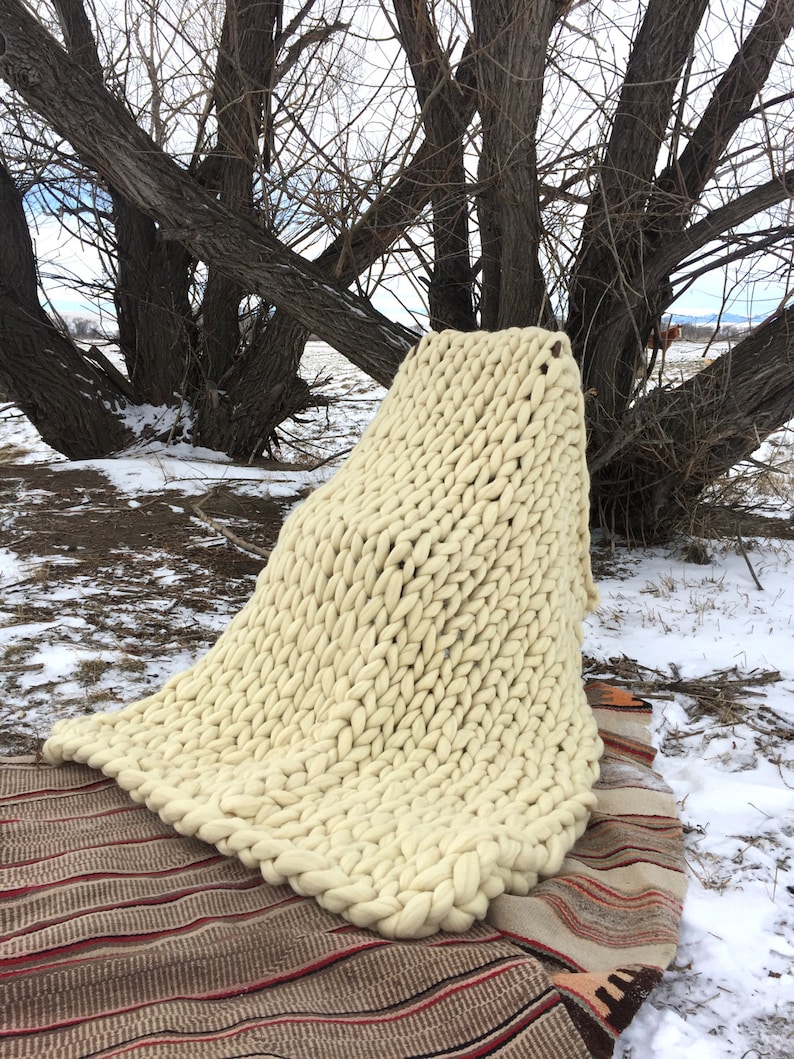 MADE In MONTANA Extreme Natural Wool Knit Blanket Handmade Etsy