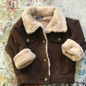 Kids Brown Corduroy Jacket with sherpa lining