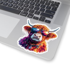 Highland  Cow Kiss-Cut Stickerss | Laptop Stickers | Waterproof Stickers for Tumblers, Notebooks, Laptops, Gifts, Scrapbooking