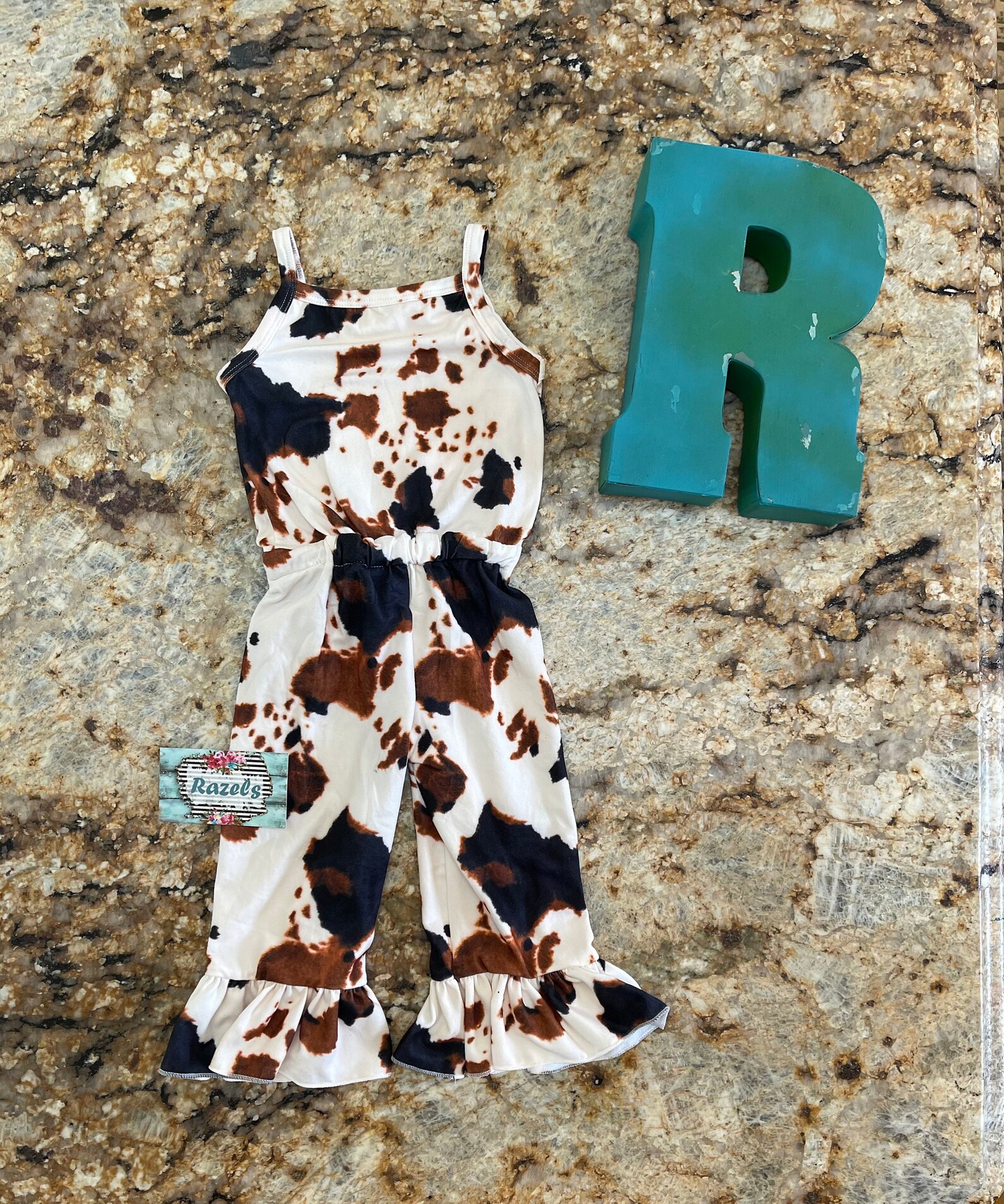 Cowprint Jumpsuit Romper / Baby Girl COWBABE Cowprint Western Etsy
