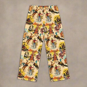Women's Vintage Cowboy Pajama Pants - Soft Western Loungewear with Rugged Rodeo Print, Old West Sleepwear -Razels