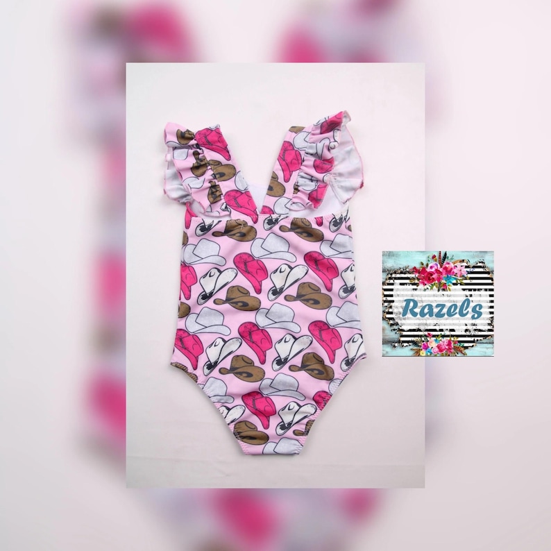 Cowgirl-Hüte Badeanzug - Pink Western One-Piece, Kleinkind- & Kinderbademode Bild 10