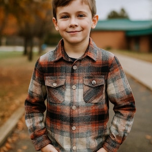 Camisa de franela a cuadros para niños: mezcla de algodón suave, camisa para la vuelta al cole