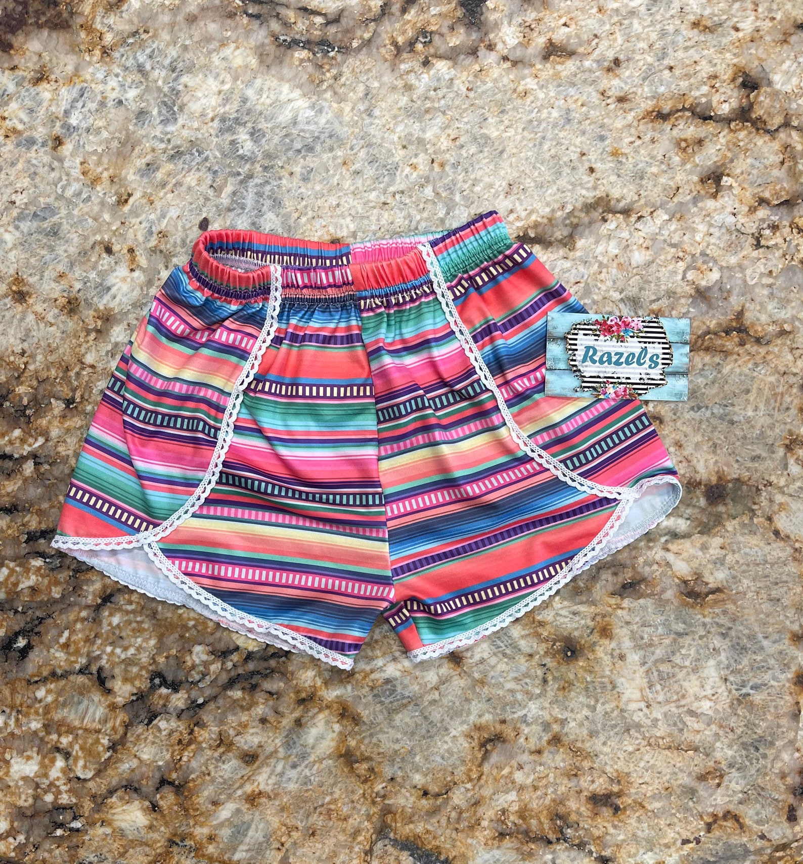 Pink Serape Shorts Lightweight Stripe Summer Shorts Cowgirl - Etsy