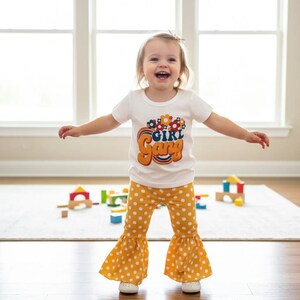 Retro Floral Tee & Yellow Polka Dot Bell Bottoms Outfit image 4