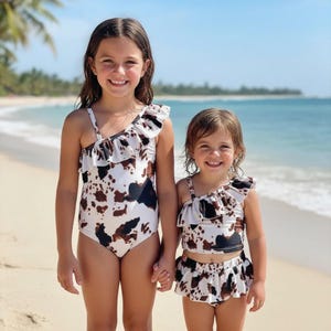Cow Print Swimsuit: Western Matching Swim Trunks & One-Piece