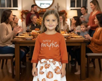 Girls "Cutest Pumpkin" Outfit – Thanksgiving Skirt Set