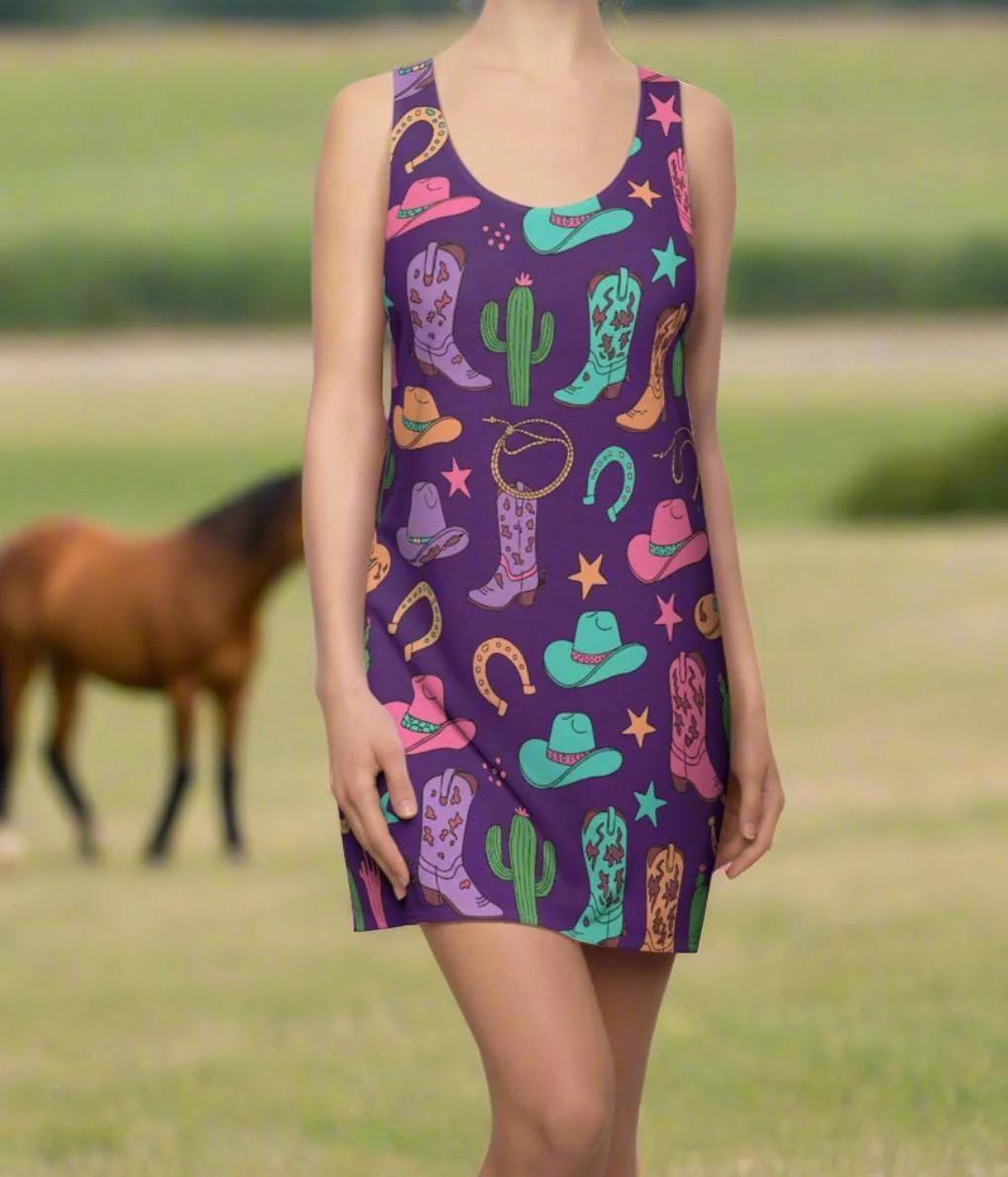 purple cowgirl dress Purple Cowgirl Racerback Dress: Western Summer Style